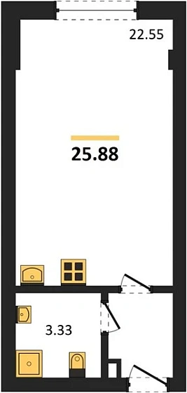 Апартаменты 1-комн. 25.88 кв. м