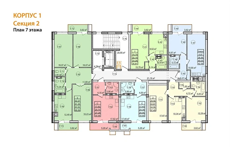Квартира 3-комн. 88.59 кв. м