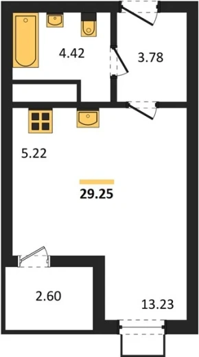Квартира Студия 29.25 кв. м