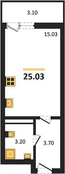 Квартира Студия 25.03 кв. м
