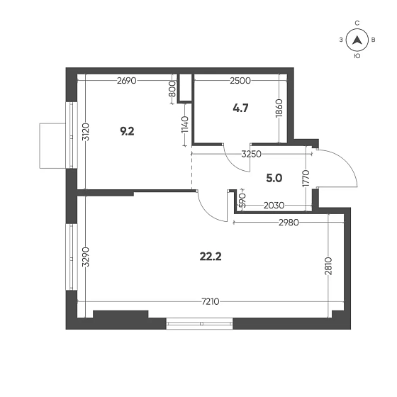 Квартира 1-комн. 41.1 кв. м
