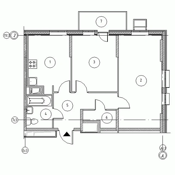 Квартира 2-комн. 56.9 кв. м