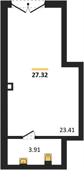 Квартира 1-комн. 27.32 кв. м