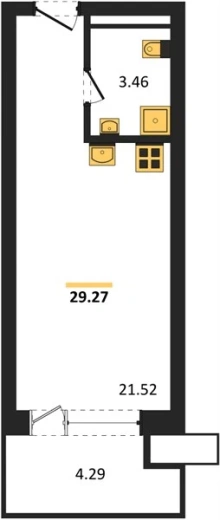 Апартаменты Студия 29.27 кв. м