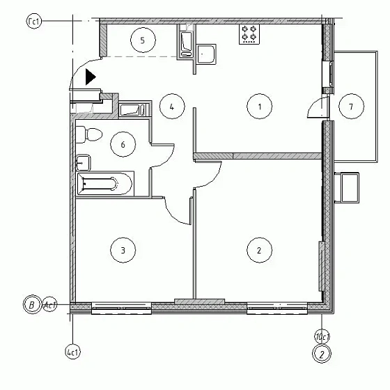 Квартира 2-комн. 56.74 кв. м