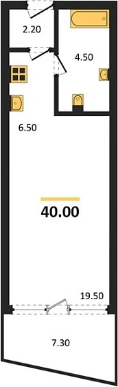 Квартира Студия 40 кв. м