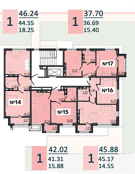Квартира 1-комн. 37.7 кв. м