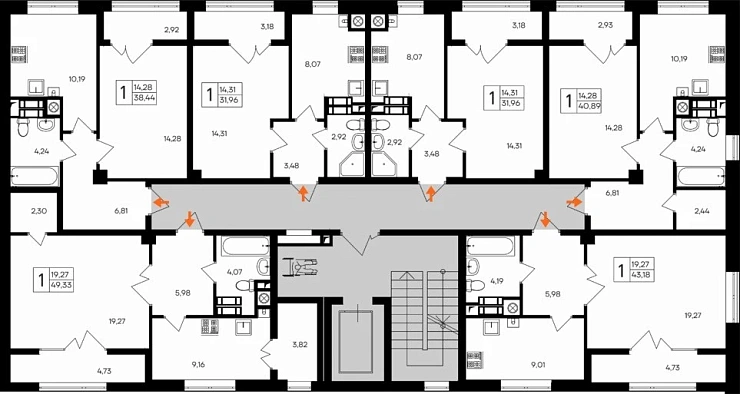 Квартира 1-комн. 49.33 кв. м