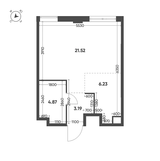 Квартира 1-комн. 35.81 кв. м