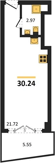 Апартаменты Студия 30.36 кв. м