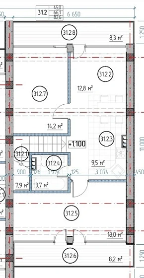 Апартаменты 2-комн. 82.6 кв. м