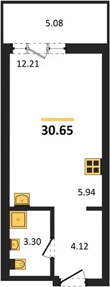 Квартира Студия 30.65 кв. м