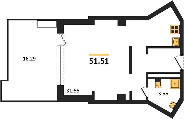 Апартаменты Студия 51.51 кв. м