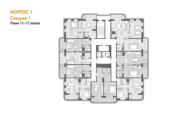 Квартира 1-комн. 84.3 кв. м