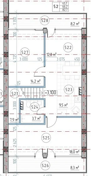 Апартаменты 2-комн. 82.4 кв. м
