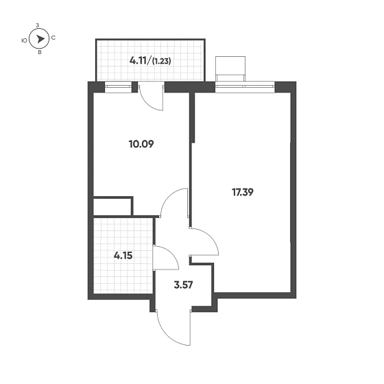 Квартира 1-комн. 36.31 кв. м