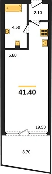 Квартира Студия 41.4 кв. м