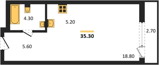Квартира Студия 35.3 кв. м