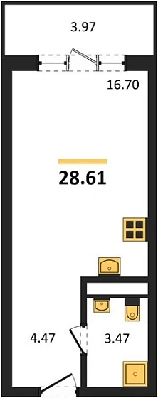 Апартаменты Студия 28.61 кв. м
