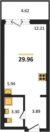 Квартира Студия 29.96 кв. м