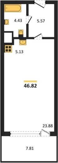 Апартаменты Студия 46.82 кв. м
