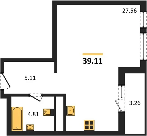 Квартира Студия 39.11 кв. м