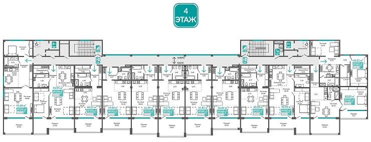 Апартаменты 1-комн. 60.58 кв.м
