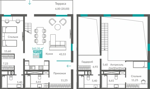 Квартира 3-комн. 131.41 кв.м