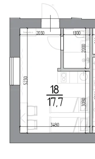 Апартаменты Студия 17.7 кв. м