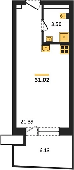 Апартаменты Студия 31.02 кв. м