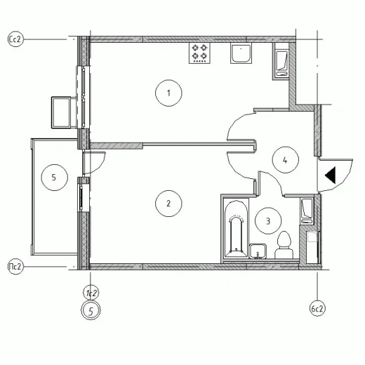 Квартира 1-комн. 38.3 кв. м
