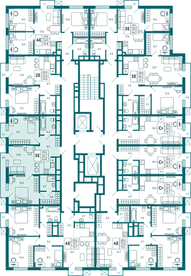 Квартира 2-комн. 63.8 кв.м