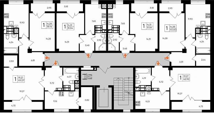 Квартира 1-комн. 49.07 кв. м