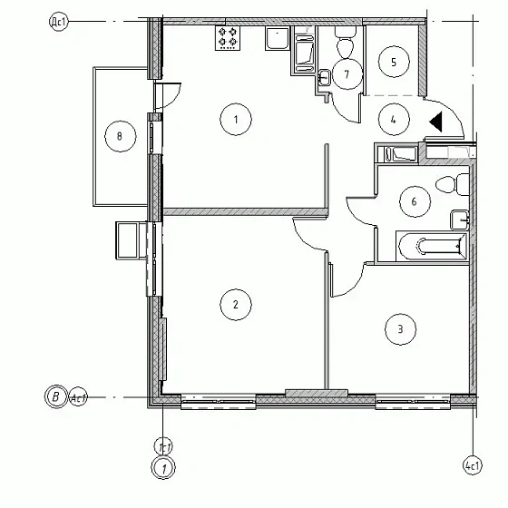 Квартира 2-комн. 58.69 кв. м