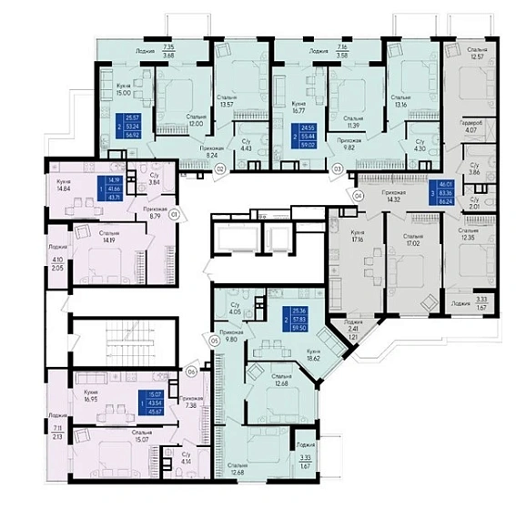 Квартира 3-комн. 86.24 кв. м