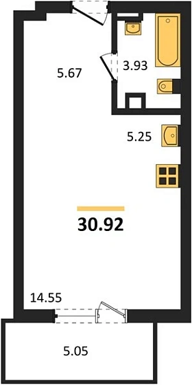 Квартира Студия 30.92 кв. м