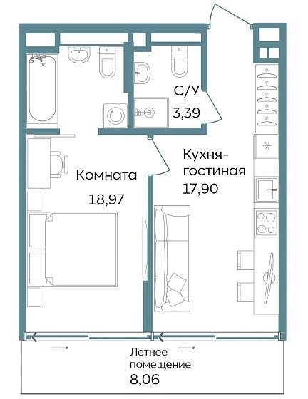 Объект недвижимости 48.32 кв. м