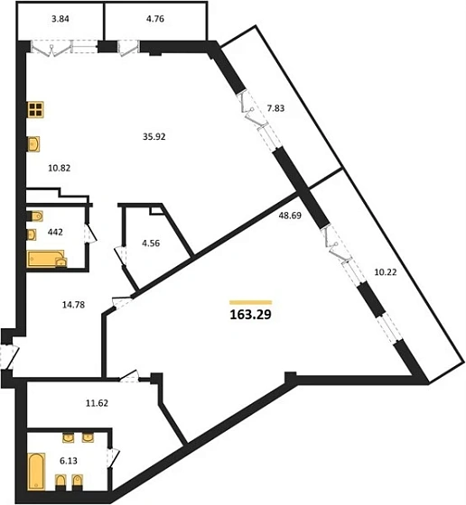Апартаменты 2-комн. 163.29 кв. м