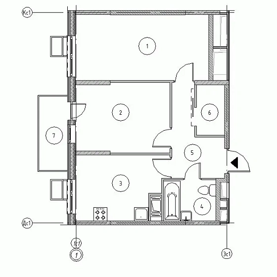 Квартира 2-комн. 54.77 кв. м