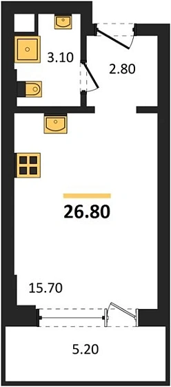 Апартаменты Студия 26.8 кв. м
