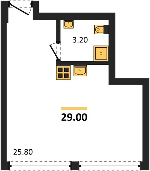 Апартаменты Студия 29 кв. м