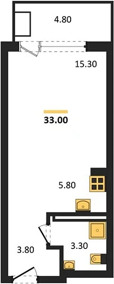 Апартаменты Студия 33 кв. м