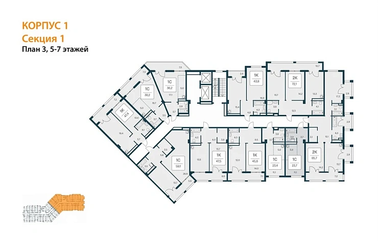 Квартира Студия 23.4 кв. м