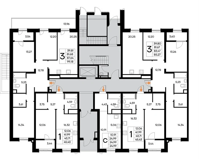 Квартира 3-комн. 85.27 кв. м