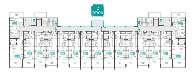 Апартаменты 1-комн. 48.58 кв.м