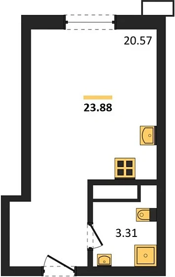 Квартира Студия 23.88 кв. м