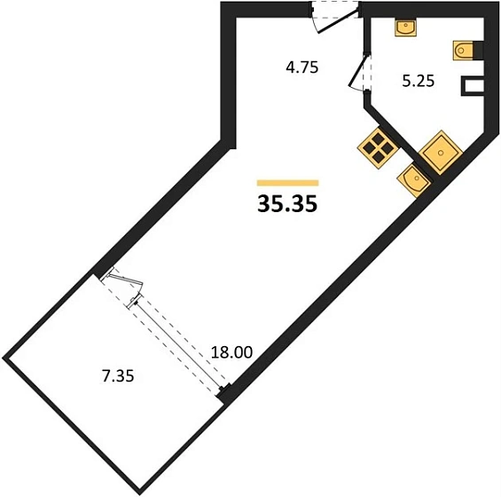 Апартаменты Студия 35.35 кв. м