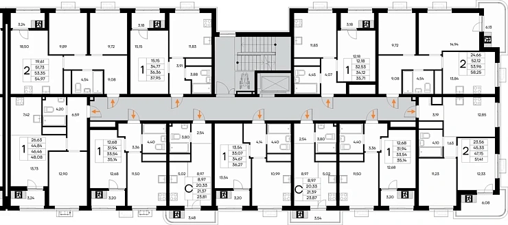 Квартира 2-комн. 54.97 кв. м