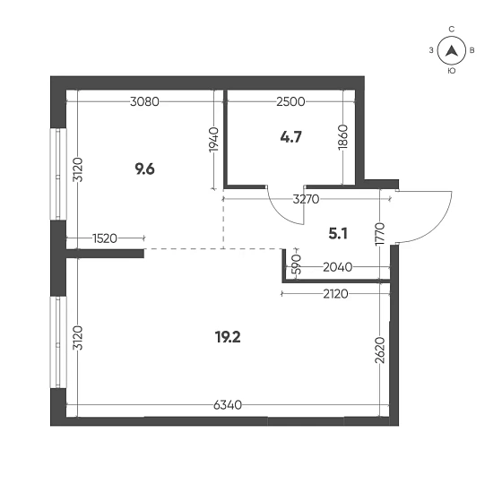 Квартира Студия 38.6 кв. м