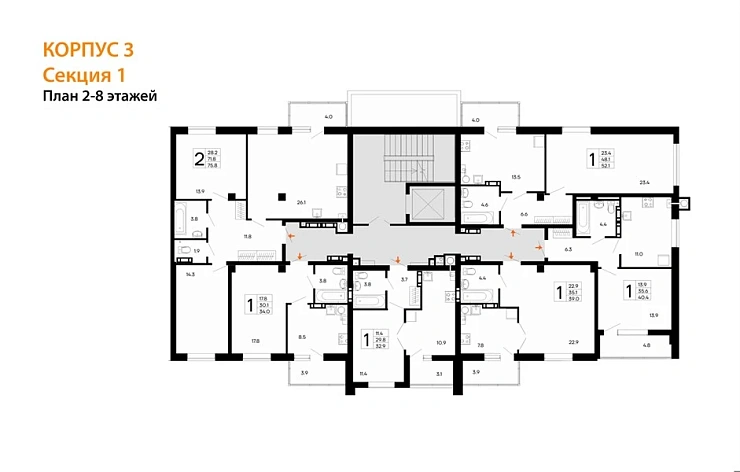 Квартира 1-комн. 34 кв. м